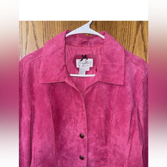 L Live a Little Women's Pink Blazer Jacket Size Large, 100% Leather, Long Sleeve - Picture 3 of 6